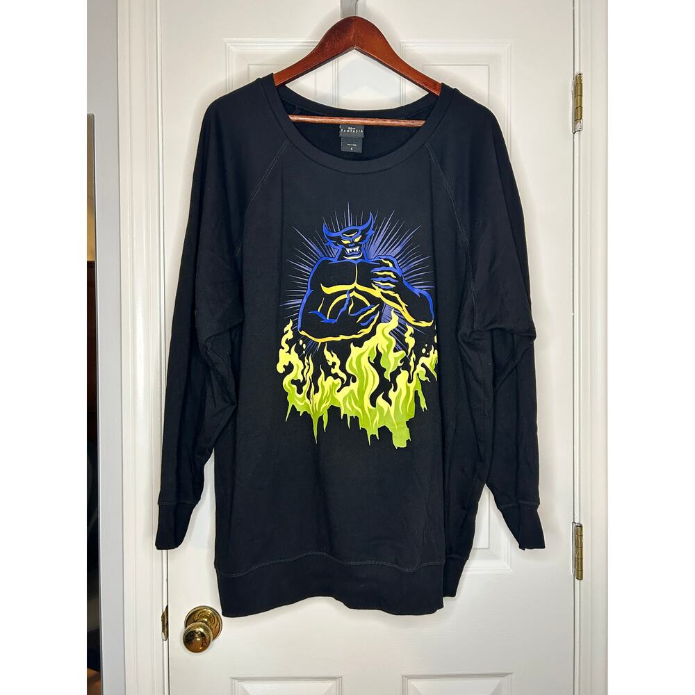 Disney Fantasia Chernabog Sweatshirt Adult Large Black Graphic Crewneck Oversize